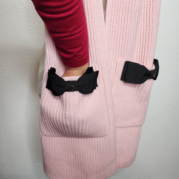 Kate spade Bow Pockets Warm Pink and Black Large Scarf - Picture 4 of 5